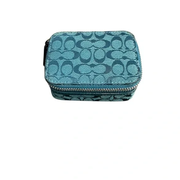 Coach Signature Teal Mini Medicine Travel Case - Picture 1 of 14